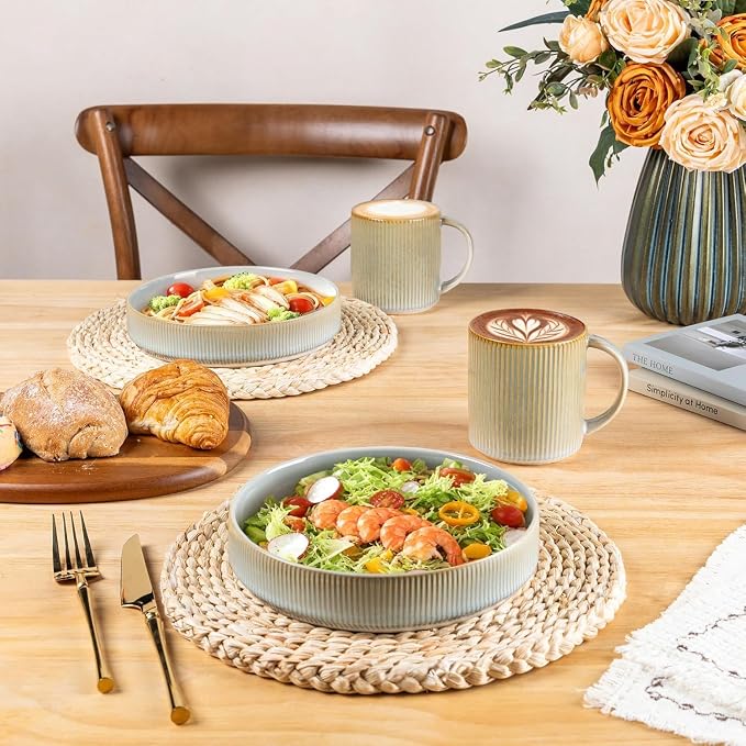 theterra Ceramic Coffee Mugs Set of 4, 14.2 oz Coffee Cups with Handle | Handmade, Suitable for Latte, Tea, Milk, Beer & Hot Cocoa, Desert Sage - Image 6