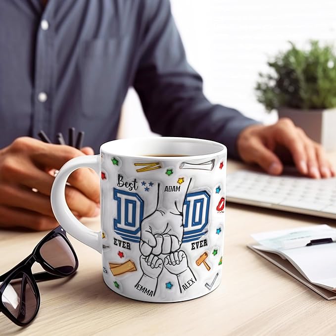 LOVELYPOD Custom Best Dad Ever Mug with Kids Names, Father's Day Mug, Personalzied Dad Gifts from Daughter Son, Custom Papa Coffee Mugs - Image 3