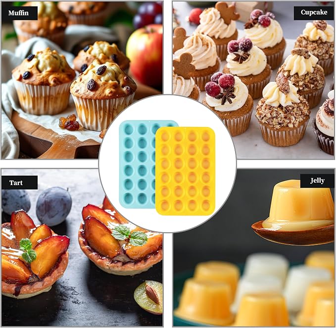 VRUIFA 2PCS Silicone Mini Muffin Pan, 24 Cups Nonstick Mini Cupcake Pan for Baking, BPA Free and Dishwasher Safe, Great for Making Muffin Cakes, Tart, Bread and Egg Bites - Image 4