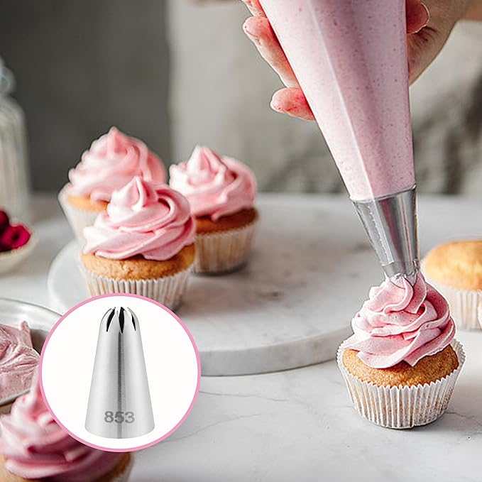 12PCS Piping Tips Set, Food Grade and Premium Stainless Steel Large Piping Tips for Baking Cupcakes, Cake Decorating, Pastries, Sturdy and Long-lasting
