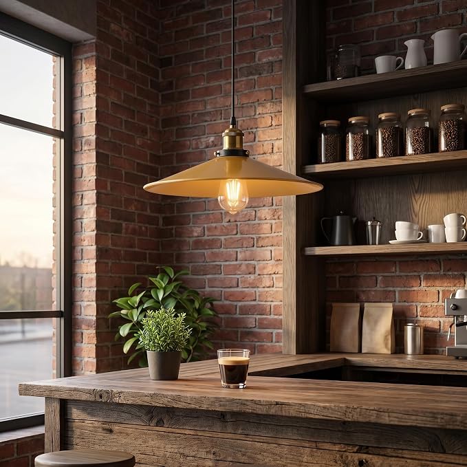 KCO Lighting Industrial Gold Pendant Lights Kitchen Island, 14.2” Modern Farmhouse Pendant Lighting for Dining Room Living Room Bedroom E26 Hardwired Hanging Ceiling Lamp with Adjustable Height - Image 6