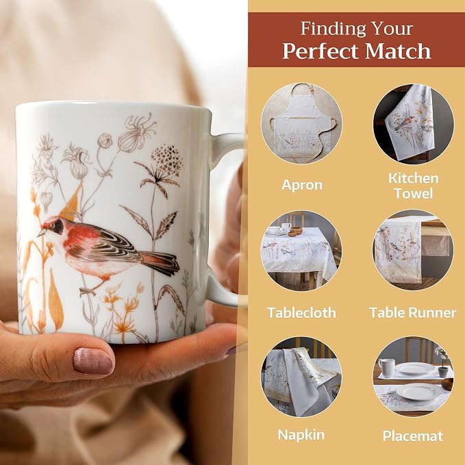 Maison d' Hermine Coffee Mug with Handles Tea Cups (12 Ounce, Pack of 1) | Fine Bone China Coffee Mugs for Hot Beverages Cappuccino Latte Home Spring Summer -Meadow Florals - Beige - Meadow Morning - Image 6