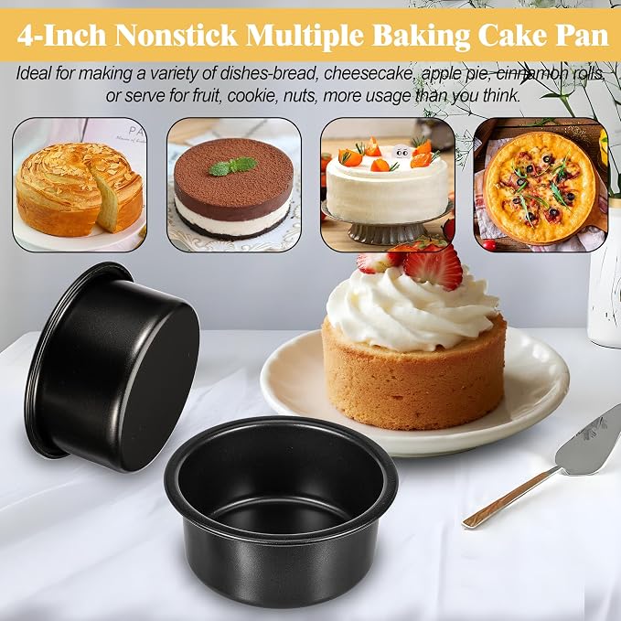 4 Inch Cake Pan, 3PCS Nonstick Small Cake Pans with 100PCS Parchment Paper | Mini Cake Pans for Christmas Birthday, Round Smash Cake Pans Tin for Layer Cakes Cheesecake, Straight Side & Dishwasher Safe - Image 6