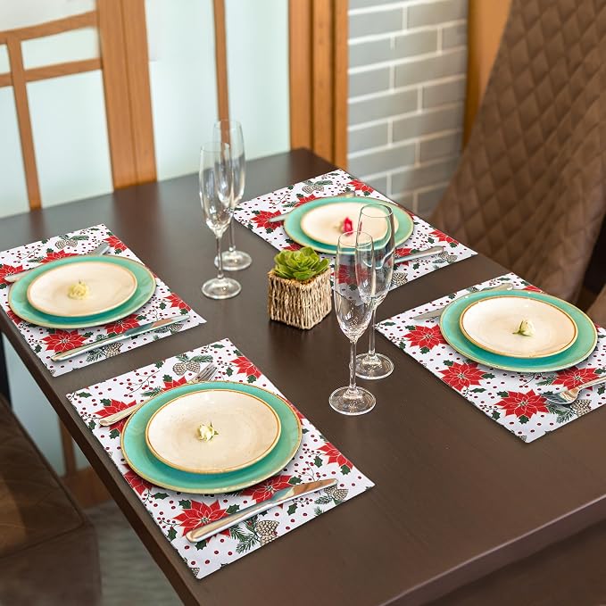 Urban Villa Two Tone Placemat Cotton Tablemat 14x20 (Set of 6) Pine Cone - Image 3