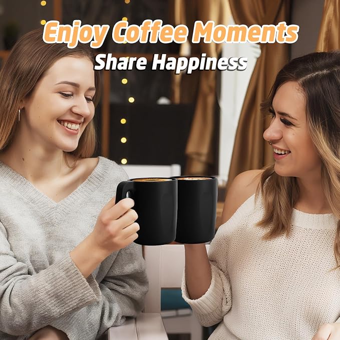 Wheat Straw Coffee Cups 16 OZ, Wheat Straw Cups with Handles, Unbreakable & Stacking Coffee Mugs Set of 6, Microwave & Dishwasher Safe Drinking Cups for Party, Camping, Kitchen - Black - Image 6