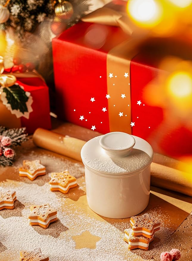 Sweese French Butter Dish - Butter Crock for Counter with Water Line for Fresh Spreadable Butter - French Butter Keeper with Lid - Housewarming Gift For The One Who Has It All - White | French butter crock, countertop storage, water line design, keeps ... - Image 3