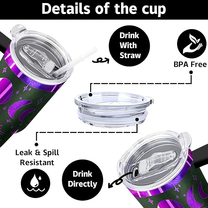 40 oz Bohemia Laser Engraving Tumbler With Handle With Lid Straw Double Insulated Travel Coffee Cup Boho Travel Accessories Must Have Gifts For Women