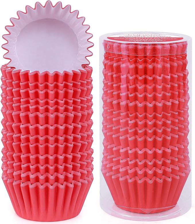 Caperci Heavy Duty Red Cupcake Liners 150 Counts - Standard Grease-Resistant Paper Muffin Baking Cups, Odorless, No Muffin Pan Needed, Easily Peels (Red) by Caperci