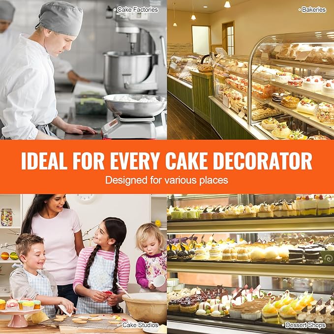 VEVOR Cake Decorating Machine, Cake Cream Spreading Coating Smearing Machine, Low Noise Cake Frosting Machine, Turntable with Adjustable Scraper, for 4" to 16" Cake, 25-320RPM Rotating Speed, Pink