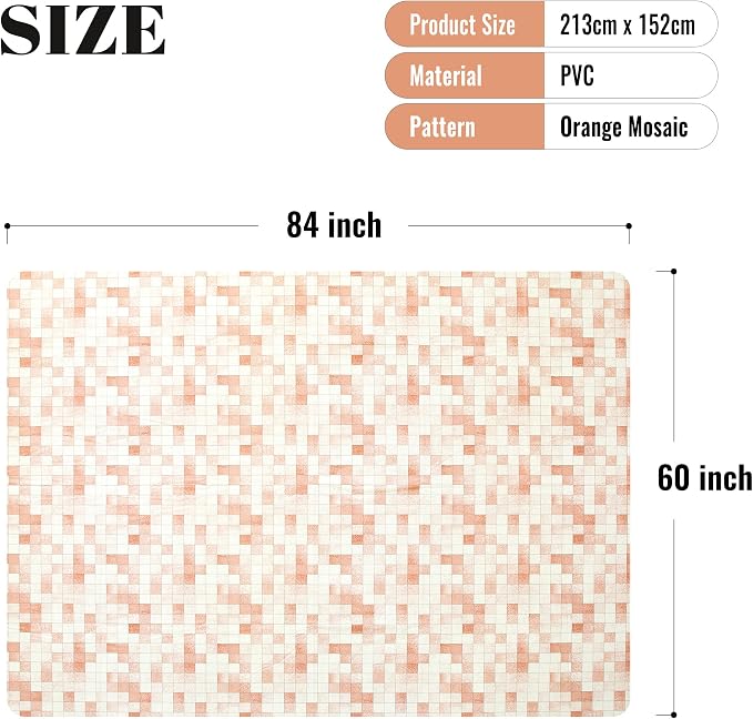 FIFTY FEET 84X60 Inch Rectangle Tablecloth, Vinyl Tablecloth with Flannel Backing Waterproof Table Cloth, Spill Proof Picnic Table Cover for Outdoor/Indoor/Camping/Dining(Beige Plaid) - 3 Packs - Image 5