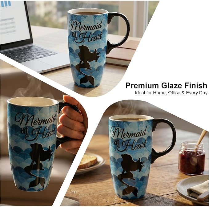 Topadorn 17oz Ceramic Travel Mug with Lid and Handle, Porcelain Coffee Cup with Gift Box, Microwave & Dishwasher Safe, Leak-Proof, for Latte, Tea, Cocoa, Milk, Home & Office - Image 4