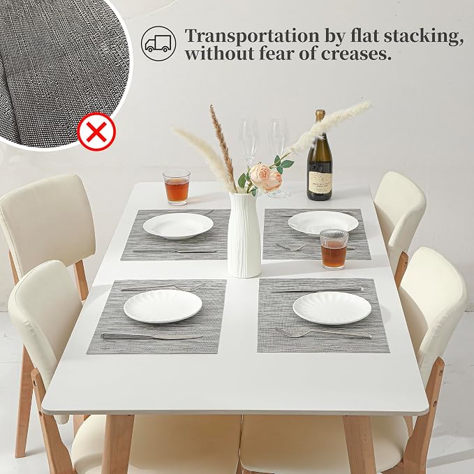 Leetaltree Silver Placemats Set of 6 - Heat Resistant Non-Slip Place mats for Dining Table, Washable Durable PVC Vinyl Woven Table Mats（Silver, 6） - Image 6