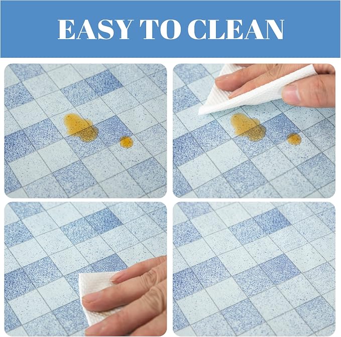 FIFTY FEET 84X60 Inch Rectangle Tablecloth, Vinyl Tablecloth with Flannel Backing Waterproof Table Cloth, Spill Proof Picnic Table Cover for Outdoor/Indoor/Camping/Dining(Blue Plaid) - Image 4