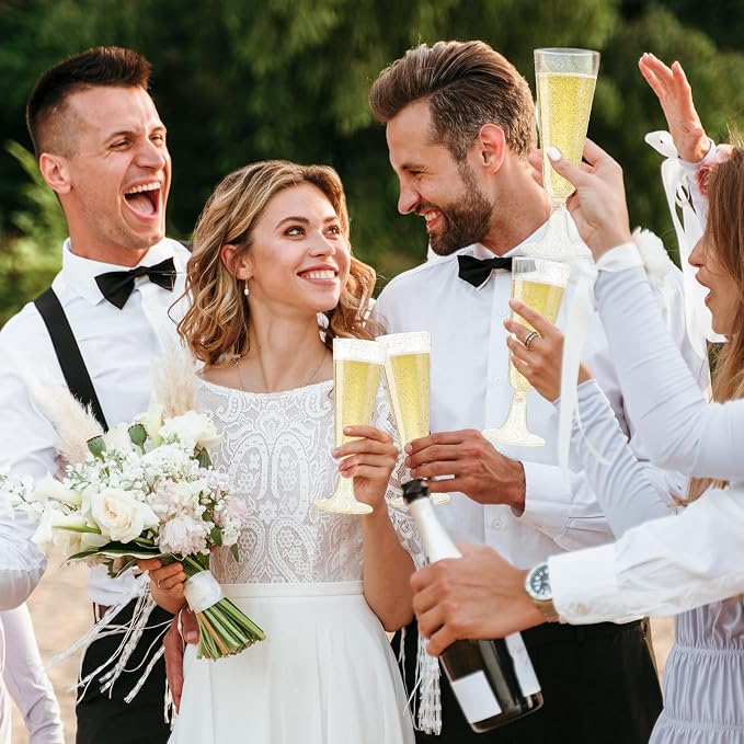 SUREHOME Plastic Champagne Flutes Disposable Champagne Glasses 20 Pack 5 Oz Clear Plastic Mimosa Glasses Acrylic Wedding Toasting Cups for Graduation Birthday Party Supplies 2026 Bar Cocktail Cups - Image 2