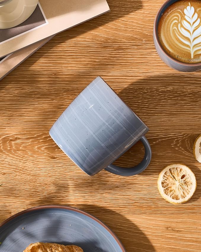 famiware Coffee Mugs Set of 4, Meteor 13 oz Ceramic Mug Cup Set with Handle for Coffee, Tea, Cappuccino, Latte, Milk, Blue Gray - Image 2