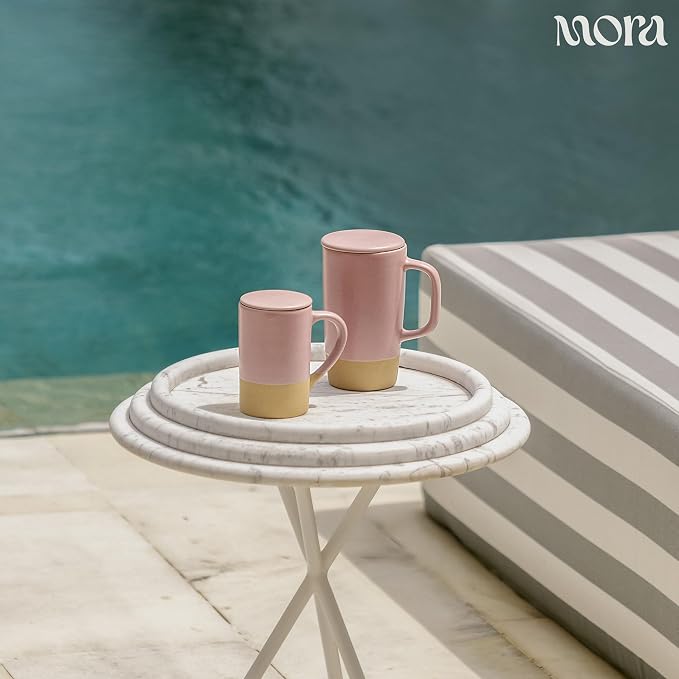 MORA Ceramics Large Tea Mug with Loose Leaf Infuser and Ceramic Lid, 18 oz, Portable, Microwave, Dishwasher Safe, Tall Coffee Cup - Rustic Matte Ceramic Glaze, Modern Herbal Tea Strainer, Dawn - Image 6