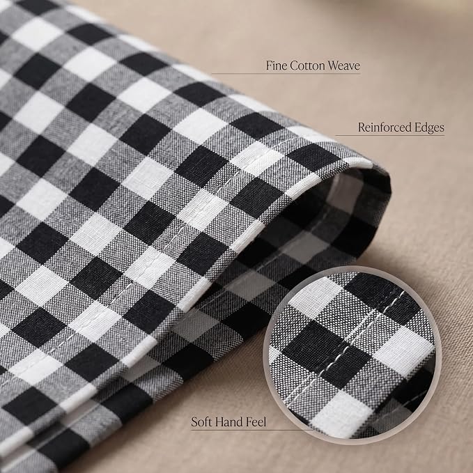 Urban Villa Cloth Napkins Cotton 20x20 (Set of 12) Black Cheks - Image 5