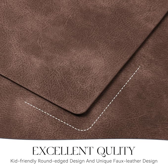 MOSAYT Vinyl Placemats Set of 4-12 X 17 Inch - Faux Leather 100% Waterproof Oil-Proof Wipeable PU Place Mats, Heat Resistant Reversible Table Mats for Kitchen, Dining, Outdoor, Coffee - Image 5