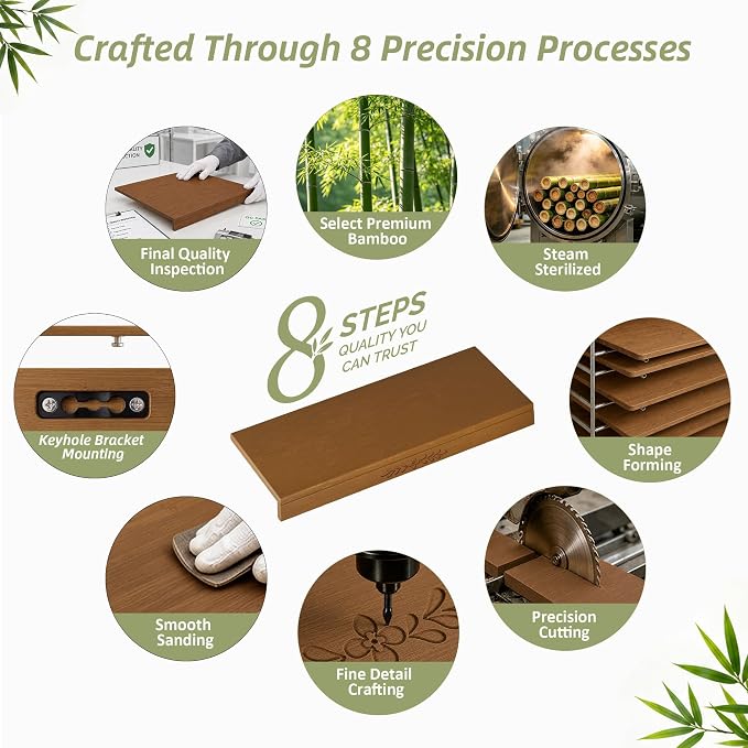 Wire Shelf Covers, Bamboo Wire Rack Covers for Pantry, Closet,Kitchen (5pcs, 30" W x 16" D, Walnut) - Image 8