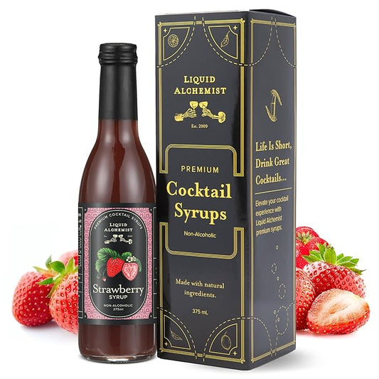 Liquid Alchemist Strawberry Syrup for Drinks - Real Ingredients Make our Strawberry Puree for Drinks a Perfect Margarita Mix - Our Flavored Syrup is Gluten & Dairy Free (12.7 oz)