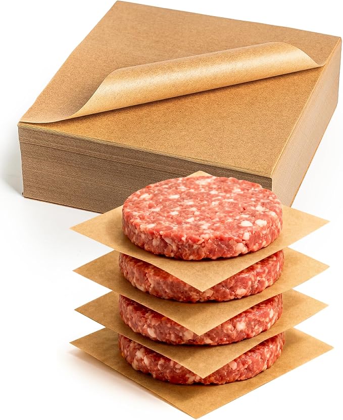 1000Pcs 6x6 Inches Parchment Paper Squares, Bulk Unbleached Hamburger Patty Paper, Heavy Duty Non-Stick Baking Parchment Sheets for Separating Patty, Homemade Burgers, Naan & Tortillas by Atchake