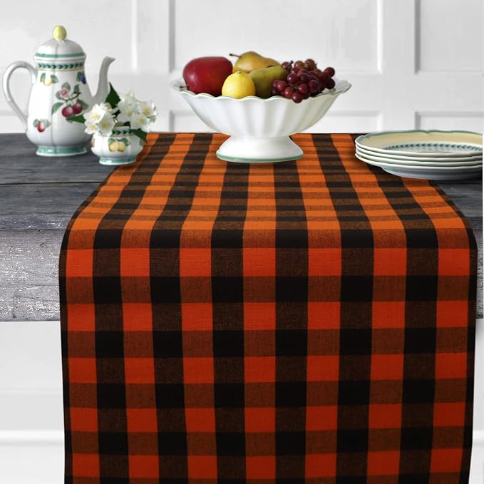 Urban Villa Table Runner Cotton Heavier Quality 14x72 Halloween Checks by CottonTrends