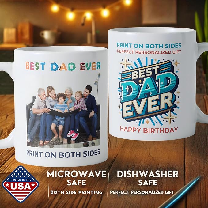 Personalized Coffee Mug – Custom Mug with Photo, Text or Logo | Customized 11oz Ceramic Cup | Personalized Gifts for Men & Women | Birthday, Christmas, Holiday Gift | White - Image 2