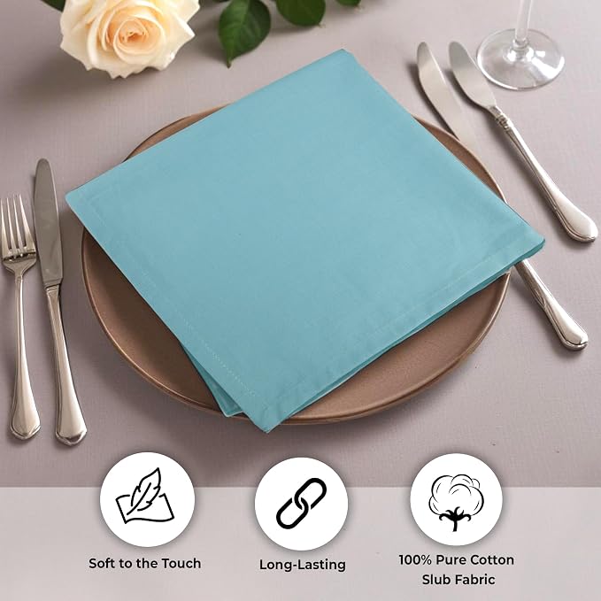 Urban Villa Cloth Napkins Cotton 20x20 (Set of 6) Aqua - Image 5