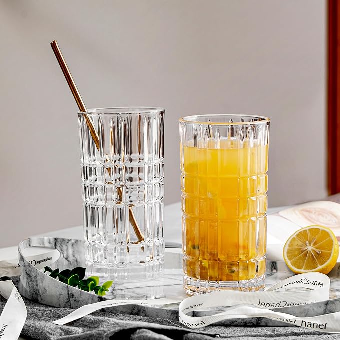 Highball Glasses Set of 6, Tall Beverage Glasses Collins for Water, Juice, Cocktails, Beer, Soda, Wine (14 OZ) - Image 6