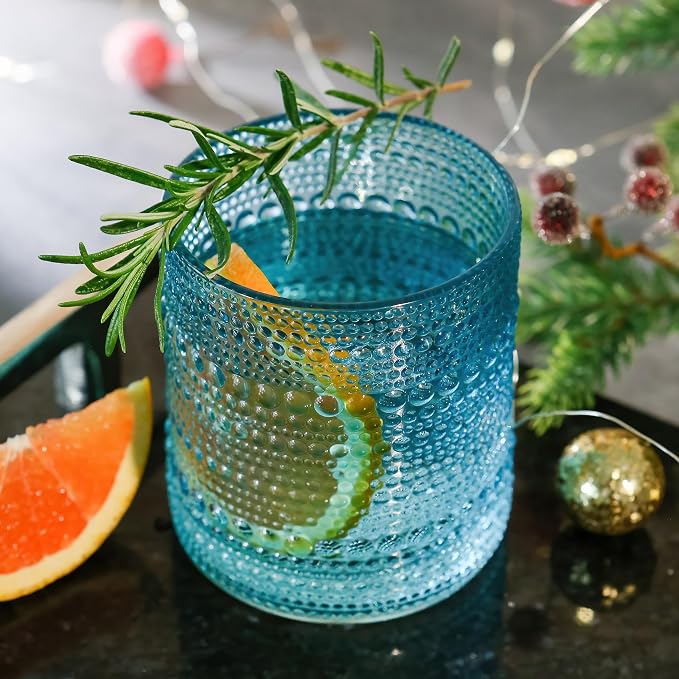 Kate Aspen Hobnail Beaded Drinking Glasses Vintage Glassware Set | Cocktail Glass Set, Juice Glass, Water Cups | Makes A Great Hostess Gift, Gift for Newlyweds (Aqua Blue) - Image 3
