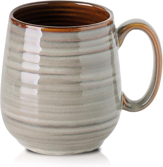 HASENSE Coffee Mug, 20 oz Large Ceramic Latte Cup with Big Handle, Pottery Tea Cup for for Office and Home, Oversized Mug Gift for Dad and Mom, Dishwasher & Microwave Safe, 1 PCS(Grey) by Hasense