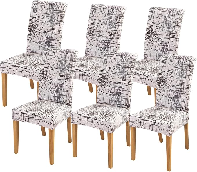 FORCHEER Chair Covers for Dining Chairs Set of 6,Beige Stretch Dining Room Chair Cover Kitchen Parsons Chair Slipcovers (Pack of 6, Beige) by FORCHEER
