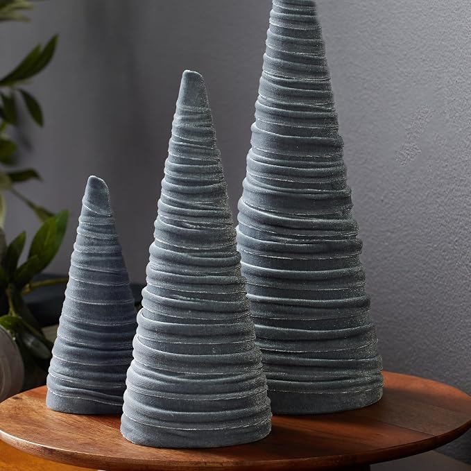 Your Heart's Content Gray Velvet Trees Set of 3, Winter Mantel Neutral Accent, Valentine Tree Tablescape, Holiday Centerpiece, Modern Farmhouse, Handcrafted Gift for (Gray) - Image 3