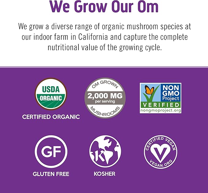 OM MUSHROOM SUPERFOOD Hot Chocolate Blend – Dutch Cocoa with Lion’s Mane, Reishi, Chaga & Turkey Tail – Supports Focus, Calm & Stress Relief – 2g Sugar, 25 Calories – 8.47 oz Canister (30 Servings)