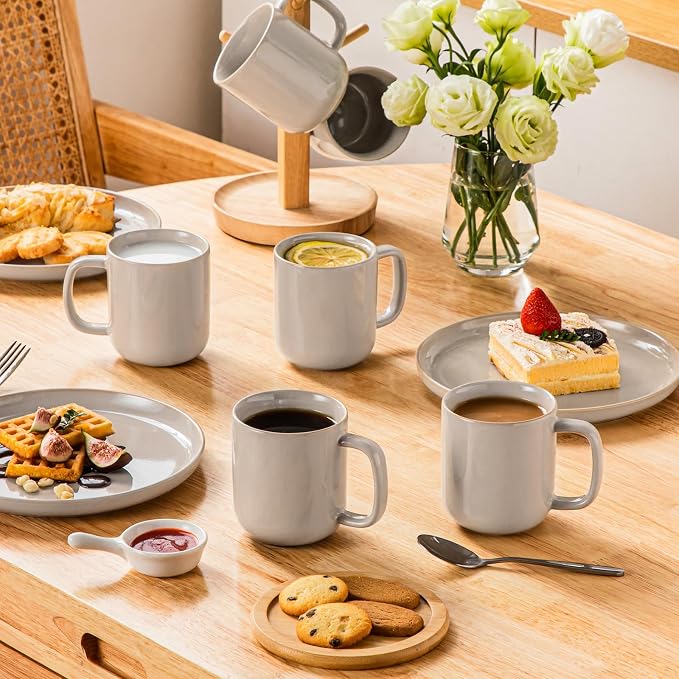vancasso Coffee Mugs Set of 6, 12 Oz Ceramic Coffee Cups with Handle, Ceramic Unique Glaze Coffee Cup for Cappuccino, Latte, Tea, Cocoa, Dishwasher & Microwave Safe Gift Sets, Gray, Series PLAYA - Image 5