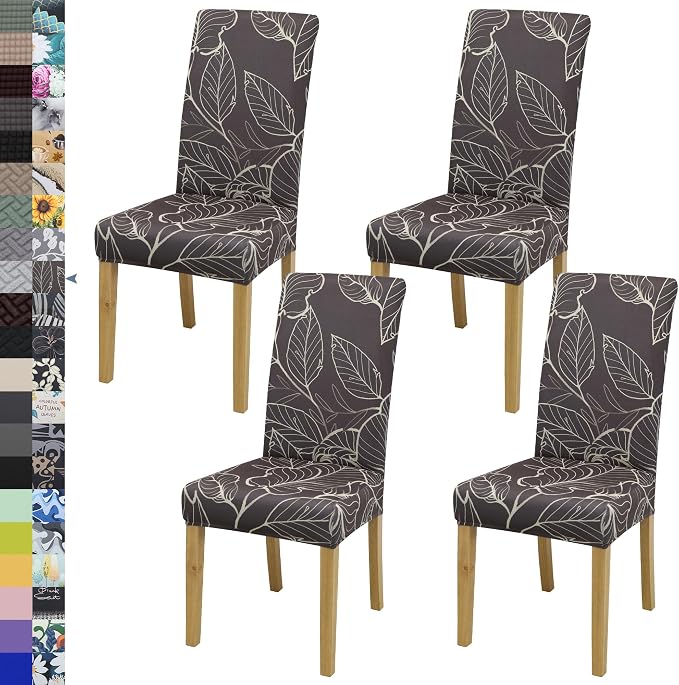 Dining Chair Covers, Stretch Seat Covers, Washable Furniture Protector | 4 Pack, Washable, Stretch Fit, Soft, Non Slip, Dining Chair Covers, Seat Protector, Furniture Cover,Easy Clean by BIETYONE