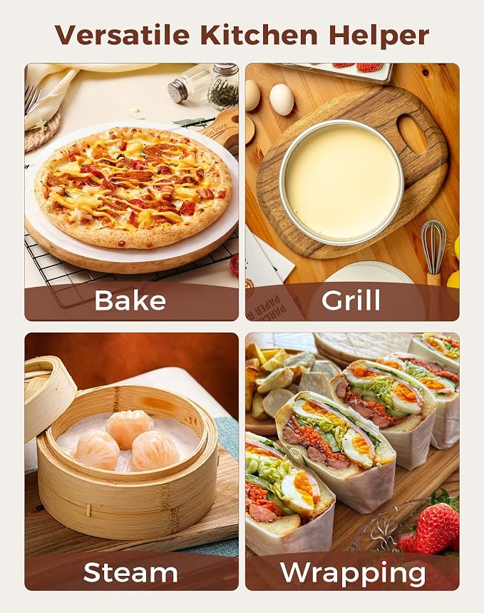 9 Inches Round Parchment Paper, 120Pcs Non-Stick Parchment Paper Circles Rounds for Springform Cake Pan, Tortilla Press, Toaster Oven, Microwave - Image 6