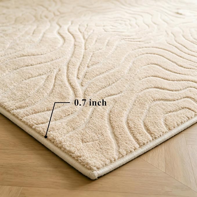 5'x7' Washable Area Rugs for Living Room Bedroom Hotel, Abstraction | Soft Cozy Fluffy Mid Pile Machine Washable Non Slip Boho Modern Accent Rug for Dining Room Office Kids Room Dorm - Image 4