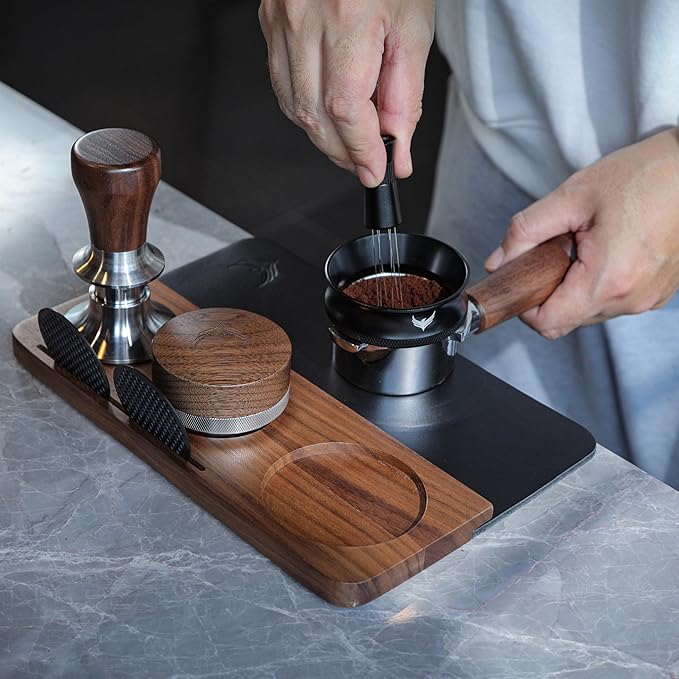 51.5mm Espresso Tamper Kit for La Pavoni Europiccola, Professional, Stradivari & Post-Millennium Models – Tamper, Distributor, Dosing Funnel, Puck Screen, WDT Tool & Walnut Tamping Mat