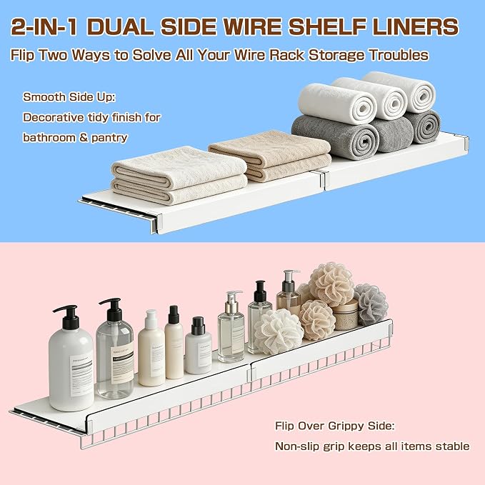 Wire Shelf Covers 24" W X 12"D,Rack Covers for Pantry Snap-On,2 Pack | White Waterproof,PVC Wire Rack Covers for Closet Shelves Liner,Tool-Free & Snap-On,Laundry Room,Kitchen Organization - Image 5