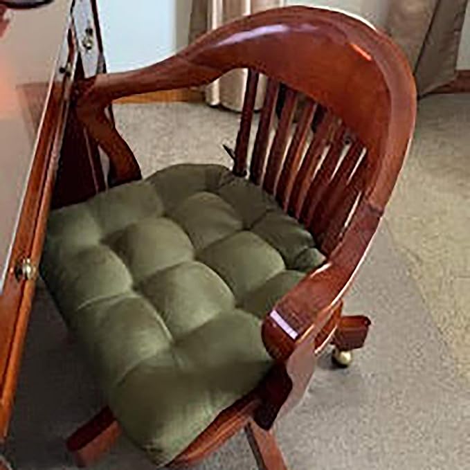 Barnett Home Decor Microsuede Laurel Green Dining Chair Pad with Ties - 19 x 19 Size Large Chair Cushion - Reversible, Latex Foam Filled Cushion, Machine Washable (Sage) - Image 2