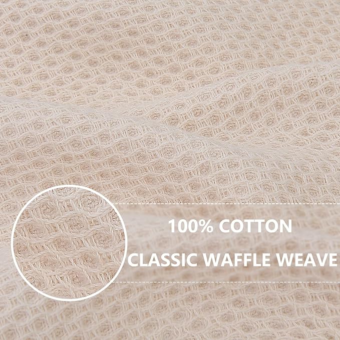 Homaxy 100% Cotton Oversized Waffle Weave Kitchen Towels 8-Pack, Beige | 20 x 28 Inches, Ultra Soft Absorbent Dish Towels, Quick Drying Large Cleaning Towels - Image 2