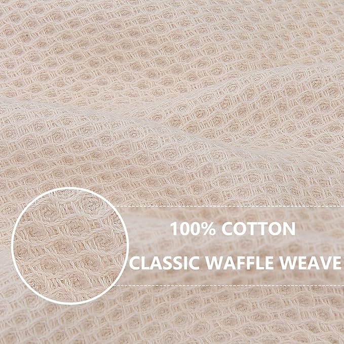 Homaxy 100% Cotton Oversized Waffle Weave Kitchen Towels 6-Pack, Beige | 20 x 28 Inches, Ultra Soft Absorbent Dish Towels, Quick Drying Large Cleaning Towels - Image 2