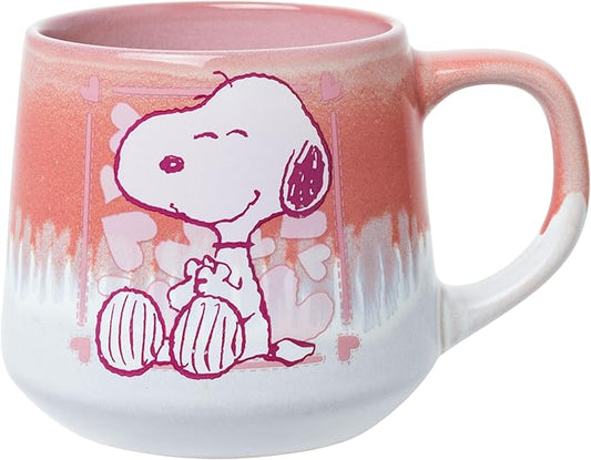 Silver Buffalo Peanuts Snoopy Hearts Love, Reactive Glaze Pottery Mug, 18oz | Tapered Shape, 0.53 Liters by SilverBuffalo