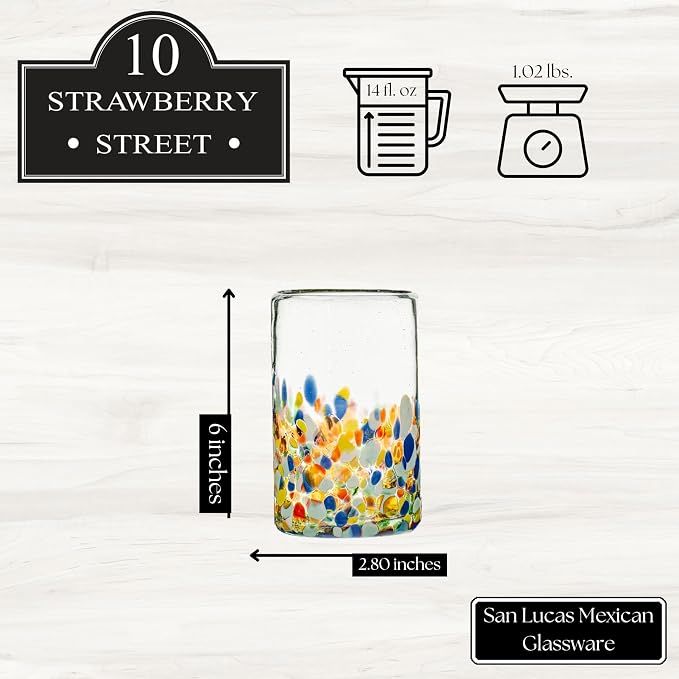 10 Strawberry Street San Lucas Mexican Glassware, Hiball, Set of 4 - Image 6