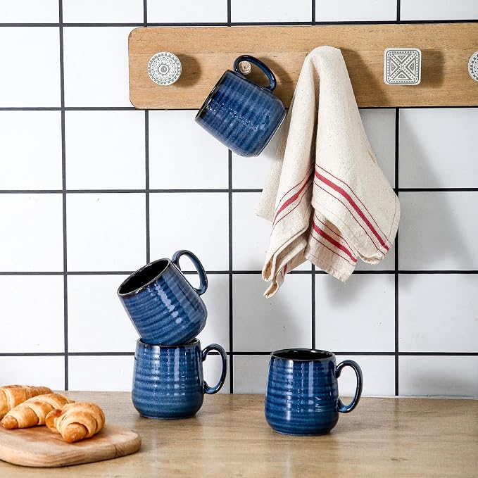 Hasense Small Coffee Mugs 8 oz, Ceramic Cappuccino Cups Set of 4, Espresso Mug with Handle for Latte, Tea, Milk and Mocha, Mini Cups for Gift, Dishwasher & Microwave Safe, Blue - Image 5