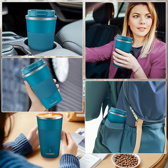 MOMSIV 12oz Travel Coffee Mug, Insulated Coffee Cup with Leak-proof Lid | 6-Hour Heat Retention, 360°Leak proof, Vacuum Stainless Steel Double Walled, BPA-free, Reusable And To Go Coffee Mug - Image 7