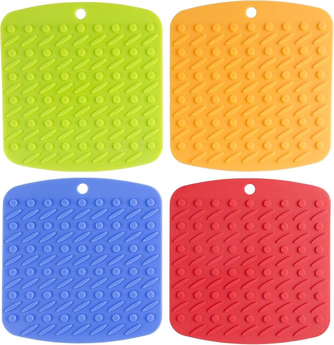 Silicone Pot Holder, Trivet Mat, Jar Opener, Spoon Rest, and Garlic Peeler - 4 pc - by Lavish Home - Image 3