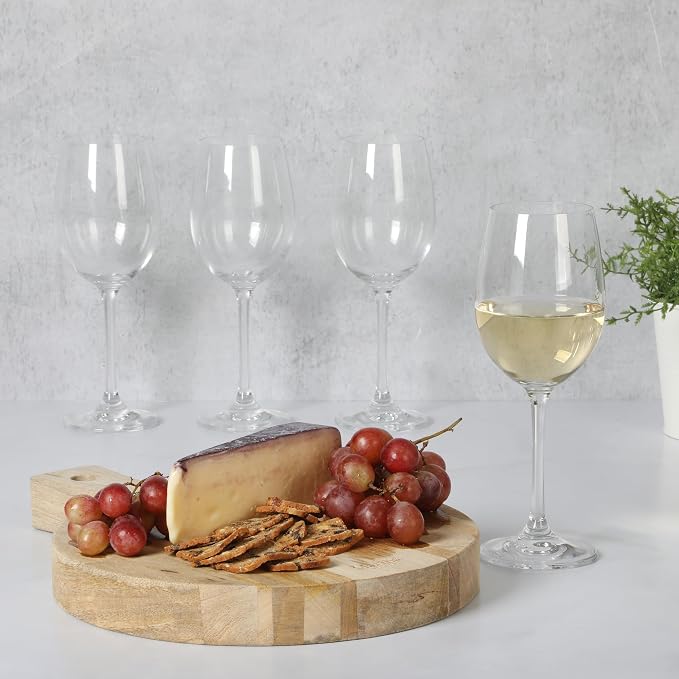 Martha Stewart Vivica 4-Pack White Wine Glass Set, 13 oz – Elegant Stemmed Wine Glasses for Entertaining, Durable Clear Glassware for Dining, Parties, or Everyday Use - Image 2