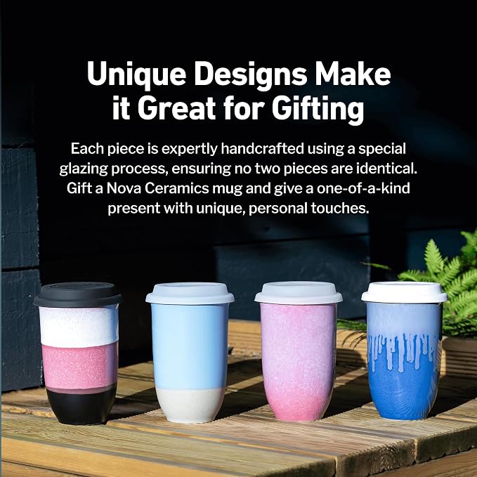 NOVA CERAMICS Coffee Travel Mug – Reusable Coffee Cup – Microwave & Dishwasher Safe Coffee Green Tumbler - Gifts For Women Men Him Her – 16oz – Eclipse - Image 6
